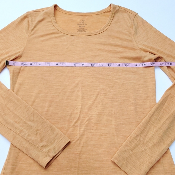 WOOLX Women's Merino Wool Base Layer Top Shirt Yellow Long Sleeve Thermal Size M - Picture 5 of 8